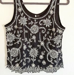 Topshop Beaded Floral Tank Top Blouse
